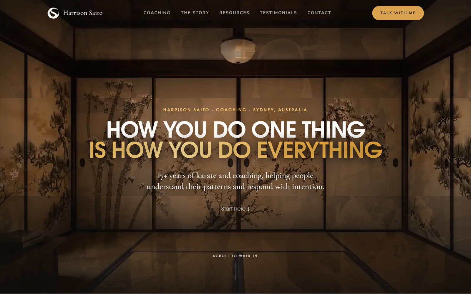 Harrison Saito website, desktop